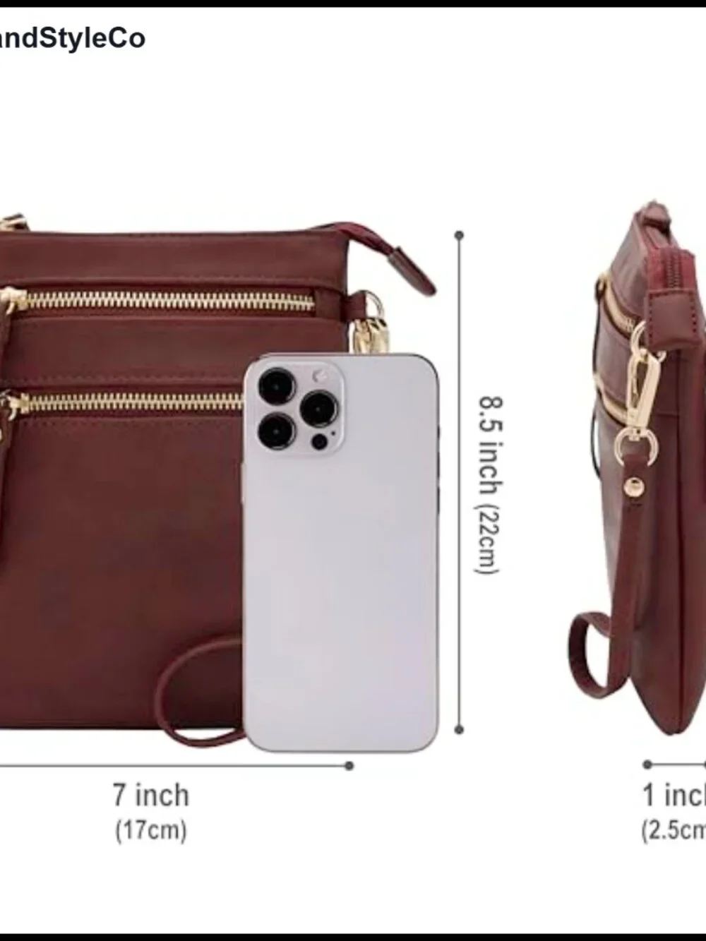 Crossbody Bag for Women with Multi Zip Pockets Detachable Wristlet Lightweight
